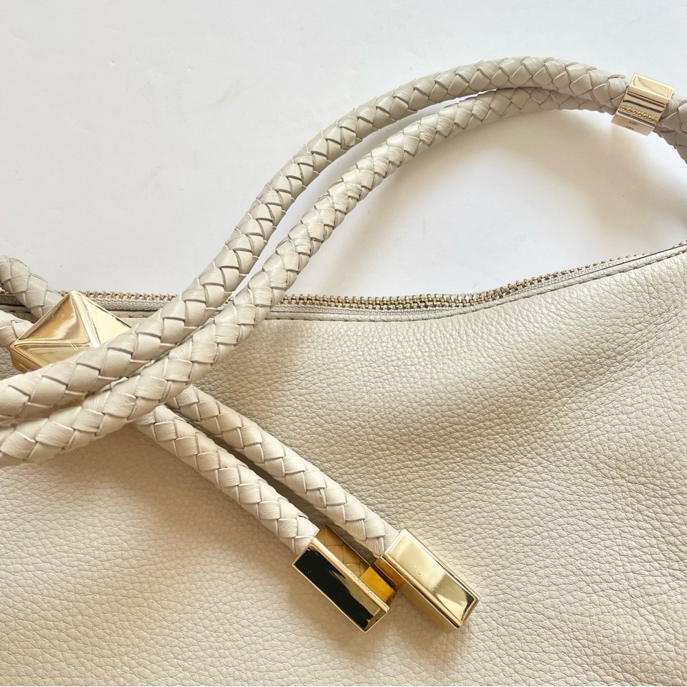 Michael Kors pebbled leather Cream Hobo Bag with Gold Accents purse large - Picture 5 of 9
